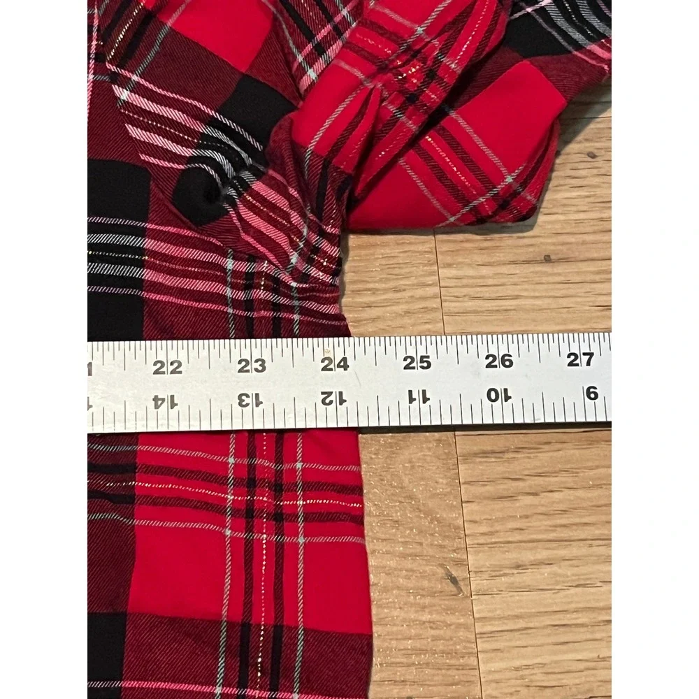 Victoria's Secret Pajamas Women XL Short Red Plaid 2 Piece Set Metallic Sparkle